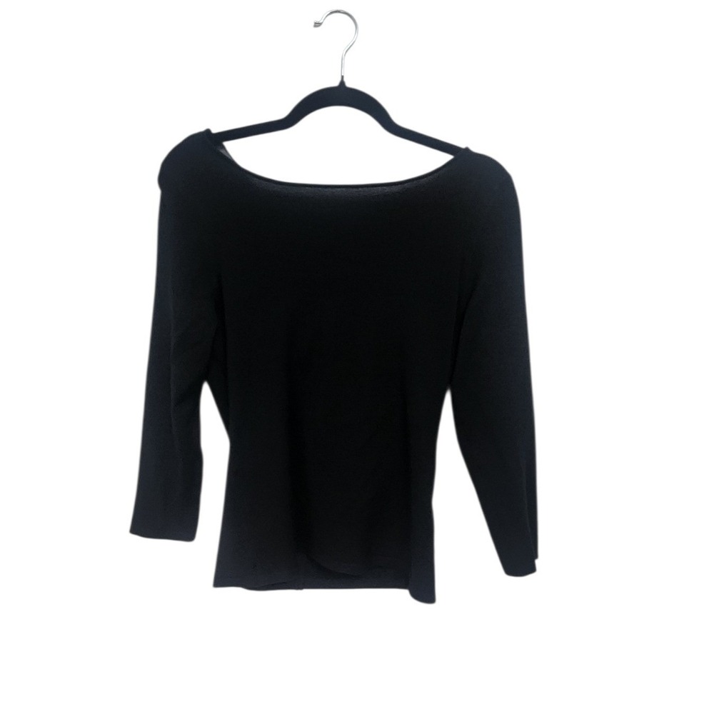 Carlisle Black Silk Blend Long‎ Sleeve Twist Front Sheer Back Top Women's Size S
